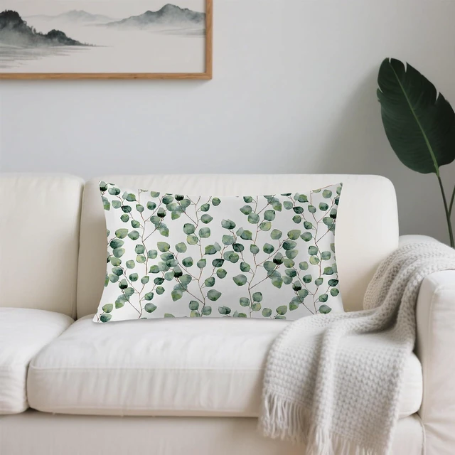 Alt view image 7 of 7 - 1 Pack Satin Pillowcase for Hair and Skin Eucalyptus Leaves Sage Green Imitation Silk Pillowcase 20" x 30" with Hidden Zipper Soft Smooth Plants Pillow Cover Queen Size for Bedroom Sofa
