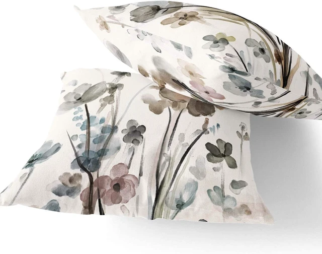Alt view image 3 of 7 - Flower Throw Pillow Covers 20x20 Set of 2, Cozy Flowers Pillow Cushion Cases, Modern Decorative Square Pillowcases for Sofa Couch Bedroom Living Room Car Seat