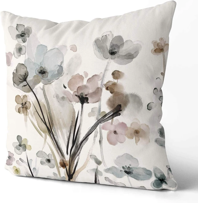 Alt view image 6 of 7 - Flower Throw Pillow Covers 20x20 Set of 2, Cozy Flowers Pillow Cushion Cases, Modern Decorative Square Pillowcases for Sofa Couch Bedroom Living Room Car Seat