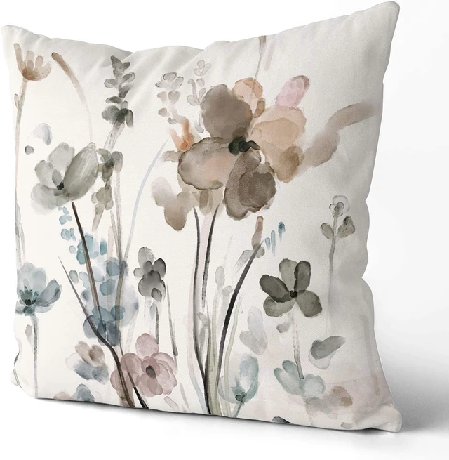 Alt view image 7 of 7 - Flower Throw Pillow Covers 20x20 Set of 2, Cozy Flowers Pillow Cushion Cases, Modern Decorative Square Pillowcases for Sofa Couch Bedroom Living Room Car Seat