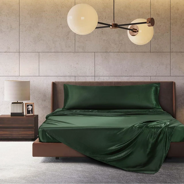 Alt view image 2 of 7 - Satin Body Pillowcase for Hair and Skin, Silky Satin Body Pillow Cover 20x60 inches Body Pillow Case with Envelope Closure, Forest Green
