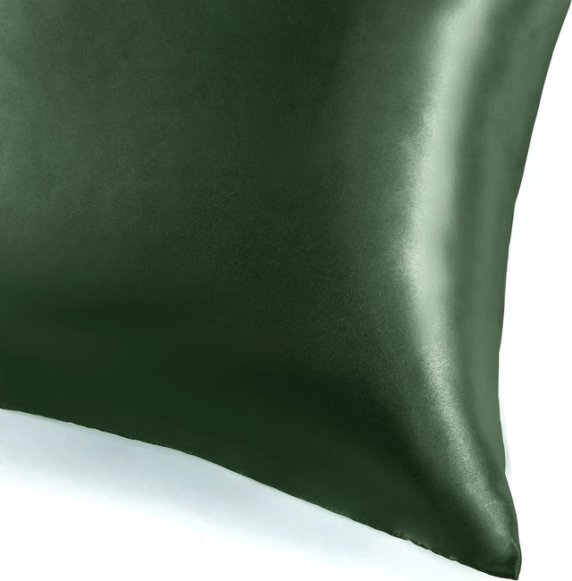 Alt view image 5 of 7 - Satin Body Pillowcase for Hair and Skin, Silky Satin Body Pillow Cover 20x60 inches Body Pillow Case with Envelope Closure, Forest Green