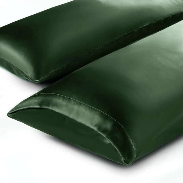 Alt view image 6 of 7 - Satin Body Pillowcase for Hair and Skin, Silky Satin Body Pillow Cover 20x60 inches Body Pillow Case with Envelope Closure, Forest Green
