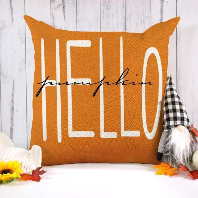Alt view image 2 of 7 - 4pcs Fall Pillow Covers 18 x 18 Inch Autumn Pumpkin Maple Leaves Harvest Throw Pillow Covers Cushion Cases for Thanksgiving Couch Sofa Outdoor Indoor Home House Decor