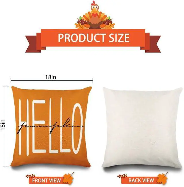 Alt view image 3 of 7 - 4pcs Fall Pillow Covers 18 x 18 Inch Autumn Pumpkin Maple Leaves Harvest Throw Pillow Covers Cushion Cases for Thanksgiving Couch Sofa Outdoor Indoor Home House Decor