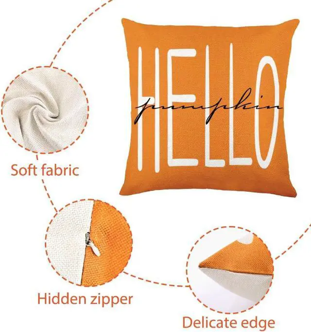 Alt view image 4 of 7 - 4pcs Fall Pillow Covers 18 x 18 Inch Autumn Pumpkin Maple Leaves Harvest Throw Pillow Covers Cushion Cases for Thanksgiving Couch Sofa Outdoor Indoor Home House Decor