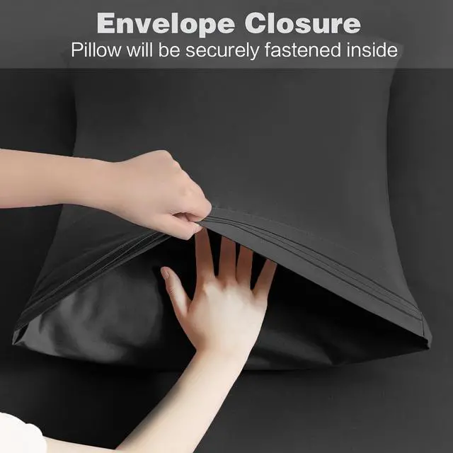 Alt view image 5 of 7 - 2 Pack Microfiber Pillowcases Standard Size Dark Grey Bed Pillow Cases with Envelope Closure, 1800 Thread Count Soft & Shrinkage Resistant Pillow Covers, 20 x 26 Inches