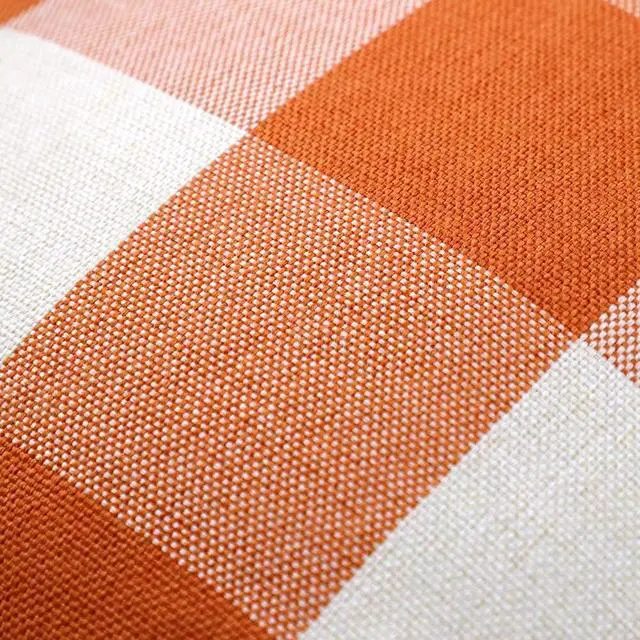 Alt view image 2 of 7 - Set of 2 Farmhouse Buffalo Check Plaid Throw Pillow Covers Cushion Case Polyester Linen for Fall Home Decor Orange and White, 18 x 18 Inches