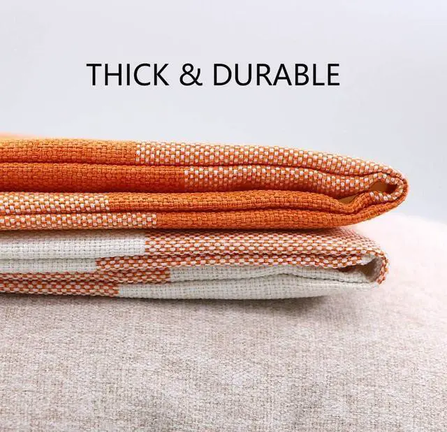 Alt view image 5 of 7 - Set of 2 Farmhouse Buffalo Check Plaid Throw Pillow Covers Cushion Case Polyester Linen for Fall Home Decor Orange and White, 18 x 18 Inches