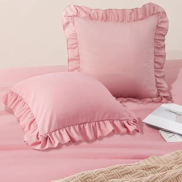 Main image of 2 Pack Pink Ruffle Throw Pillow Covers 20" x 20"