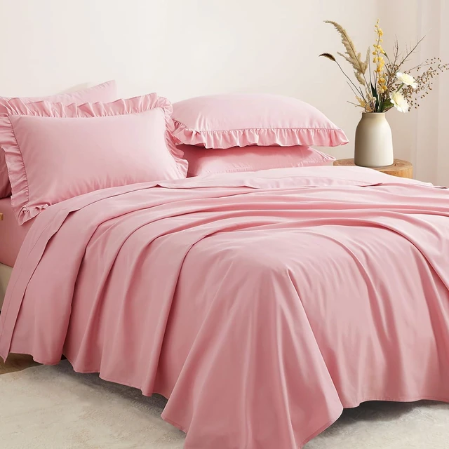 Alt view image 4 of 7 - 2 Pack Pink Ruffle Throw Pillow Covers 20" x 20"