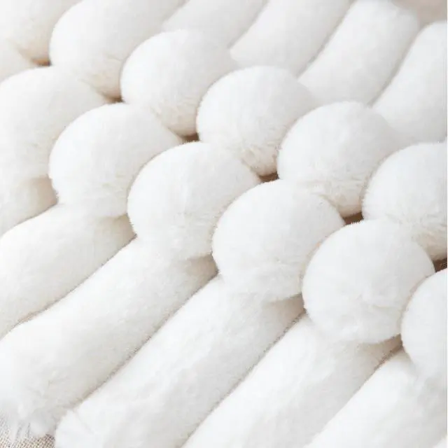 Alt view image 3 of 6 - Set of 2 Cream White Faux Fur Decorative Throw Pillow Covers Fluffy Striped Pillowcase Cushion Covers 16 x 16 Inch Decor Sofa Couch Bedroom