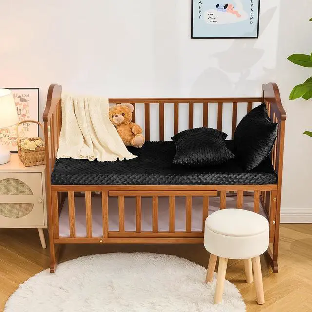 Alt view image 7 of 7 - Toddler Pillowcase 13 x 18 Inch, 2 Pack Minky Dot Toddler Pillow Covers with Zipper Closure, Soft Fleece Pillow Shams for Nursery, Girls, Boys (Black)