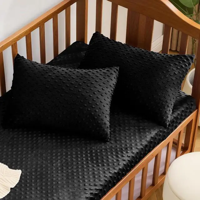 Alt view image 5 of 7 - Toddler Pillowcase 13 x 18 Inch, 2 Pack Minky Dot Toddler Pillow Covers with Zipper Closure, Soft Fleece Pillow Shams for Nursery, Girls, Boys (Black)