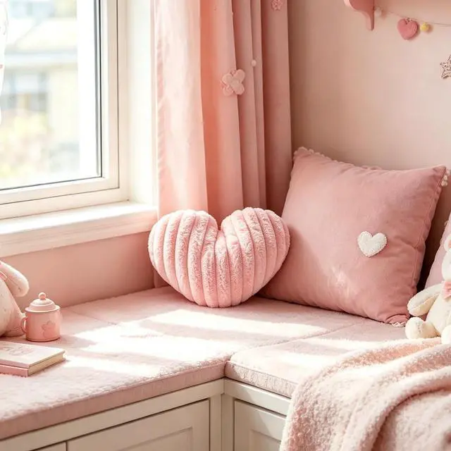 Alt view image 3 of 7 - Pink Heart Pillow 12.9" Decorative Throw Pillows for Girls Bedroom Decor