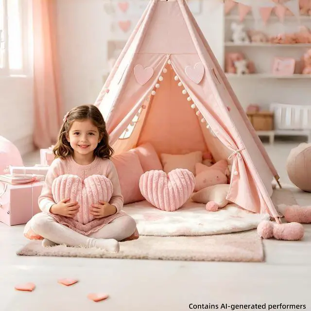 Alt view image 6 of 7 - Pink Heart Pillow 12.9" Decorative Throw Pillows for Girls Bedroom Decor
