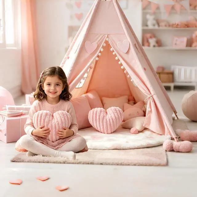 Alt view image 5 of 7 - Pink Heart Pillow 12.9" Decorative Throw Pillows for Girls Bedroom Decor