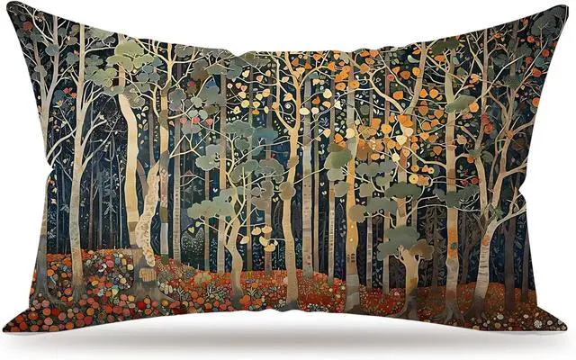 Main image of Rustic Autumn Forest Pillow Covers 12x20 Double-Sided, Fall Home Room Decor, Vintage Botanical Nature William Morris Inspired Decorative Throw Pillow Covers for Home Bedroom Living Room