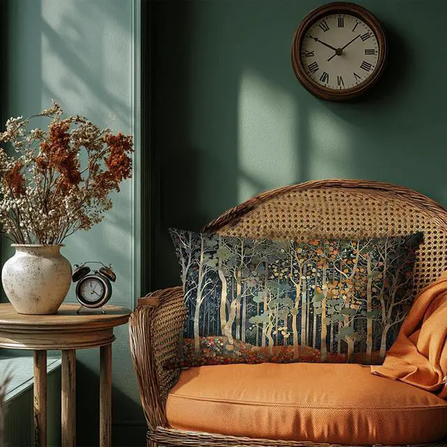 Alt view image 4 of 6 - Rustic Autumn Forest Pillow Covers 12x20 Double-Sided, Fall Home Room Decor, Vintage Botanical Nature William Morris Inspired Decorative Throw Pillow Covers for Home Bedroom Living Room