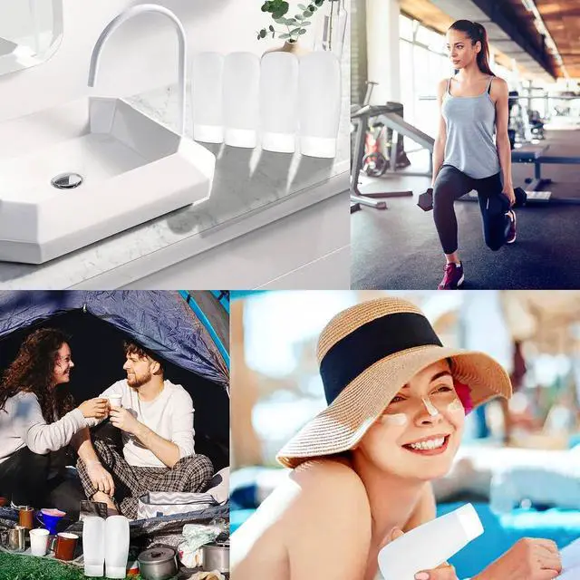 Alt view image 6 of 7 - TSA Approved Travel Bottles Set for Toiletries Travel Size Containers Kit 4 Pack Portable Leak Proof Refillable Squeeze Cosmetic Airplane Essential Shampoo Hair Conditioner Body Lotion Bath Shower Gel