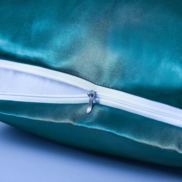 Alt view image 4 of 7 - Juwenin Bedding,Super Soft and Luxury Silky Satin Pillowcase with Zipper (Silky Satin Pillow Case for Hair) Set of 2 (Teal, Queen(20''x29''))