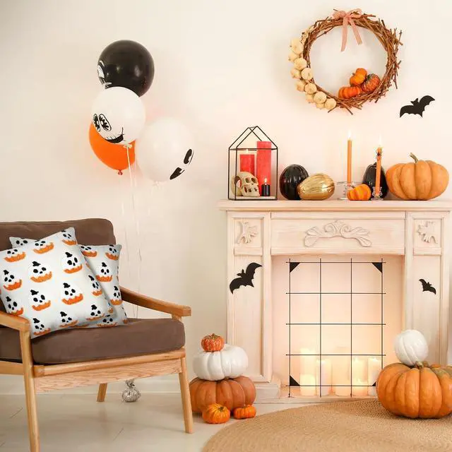 Alt view image 7 of 7 - Halloween Ghost Pumpkin Pillow Covers 18x18 Set of 2, 3D Cute Embroidered Beige Velvet Throw Pillowcases, Soft Plush Halloween Decor for Couch Sofa Bedroom Living Room
