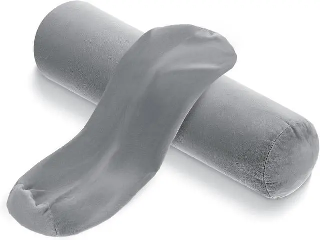 Main image of Xindojuz 2 PCS 16 x 6 Inch Support Neck Roll Pillow Cover (Gray) | Round Soft Bolster Pillow Covers with Hidden Zipper, Neck Roll Cylinder Pillowcases for Cylindrical Cushion, Pillow-Case Only