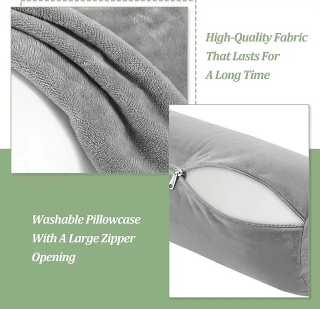 Alt view image 4 of 7 - Xindojuz 2 PCS 16 x 6 Inch Support Neck Roll Pillow Cover (Gray) | Round Soft Bolster Pillow Covers with Hidden Zipper, Neck Roll Cylinder Pillowcases for Cylindrical Cushion, Pillow-Case Only