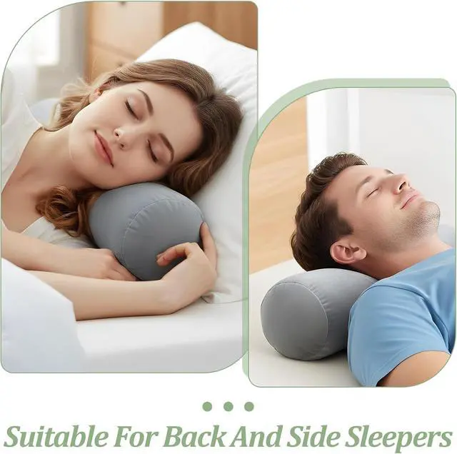 Alt view image 6 of 7 - Xindojuz 2 PCS 16 x 6 Inch Support Neck Roll Pillow Cover (Gray) | Round Soft Bolster Pillow Covers with Hidden Zipper, Neck Roll Cylinder Pillowcases for Cylindrical Cushion, Pillow-Case Only