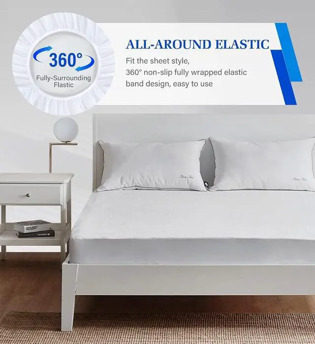 Alt view image 6 of 6 - Twin Waterproof Mattress Protector, Noiseless Soft Breathable Terry Surface Fitted Mattress Cover, 39"x75" Deep Pocket Mattress Pad for All Sleepers