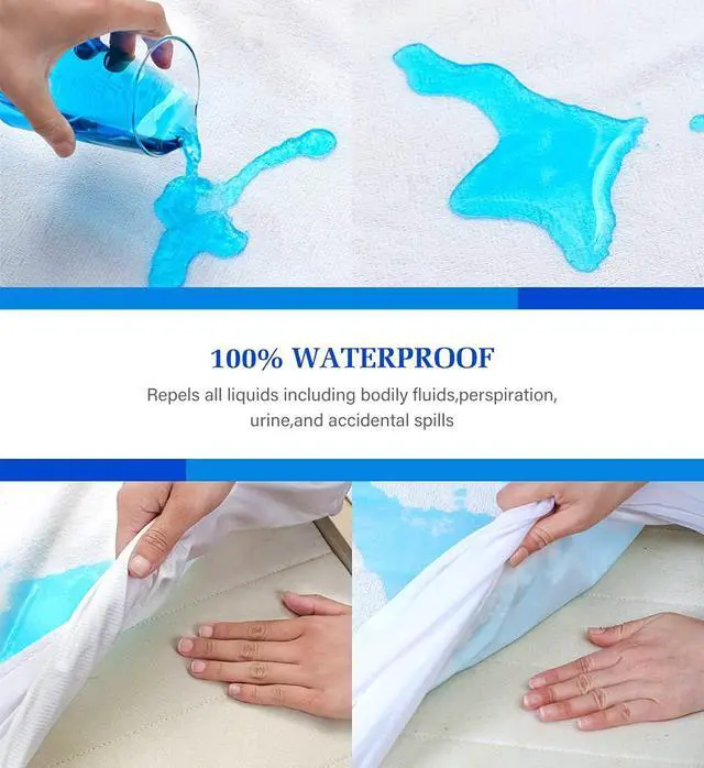 Alt view image 5 of 6 - Twin Waterproof Mattress Protector, Noiseless Soft Breathable Terry Surface Fitted Mattress Cover, 39"x75" Deep Pocket Mattress Pad for All Sleepers
