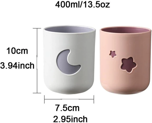 Alt view image 2 of 5 - Moon-Themed Couple Mouthwash Cup Set - Simple PP Material Toothbrush Holder and Drinking Cup, Suitable for Home and Bathroom use (2-Pack)(White & Pink)