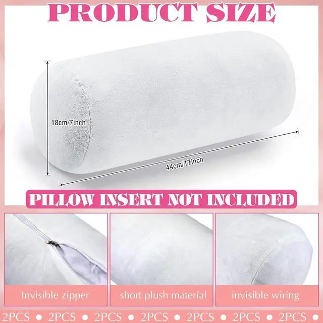 Alt view image 2 of 7 - 2 Pcs Neck Roll Pillow Case 17x7 Inch Cylinder Pillow Cover, White
