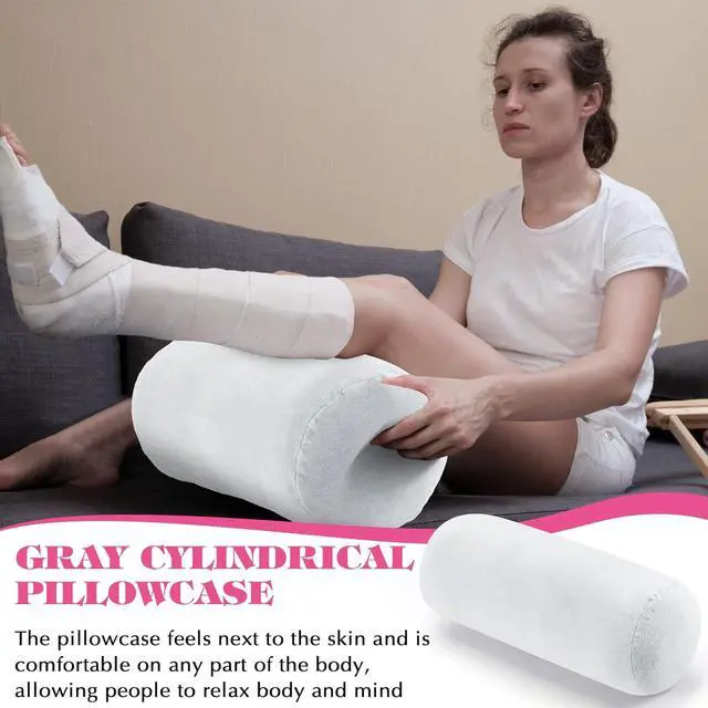 Alt view image 5 of 7 - 2 Pcs Neck Roll Pillow Case 17x7 Inch Cylinder Pillow Cover, White