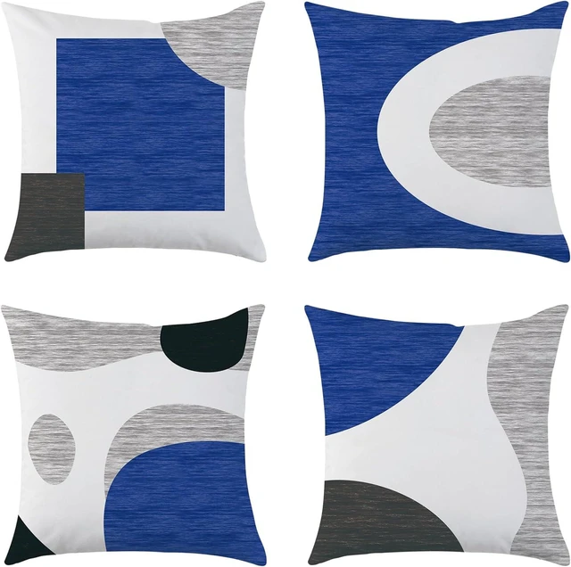 Main image of 4 Pack Boho Abstract Blue Throw Pillow Covers 18x18 Inch