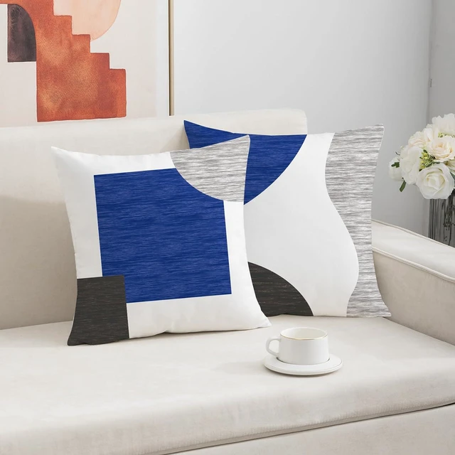 Alt view image 2 of 7 - 4 Pack Boho Abstract Blue Throw Pillow Covers 18x18 Inch