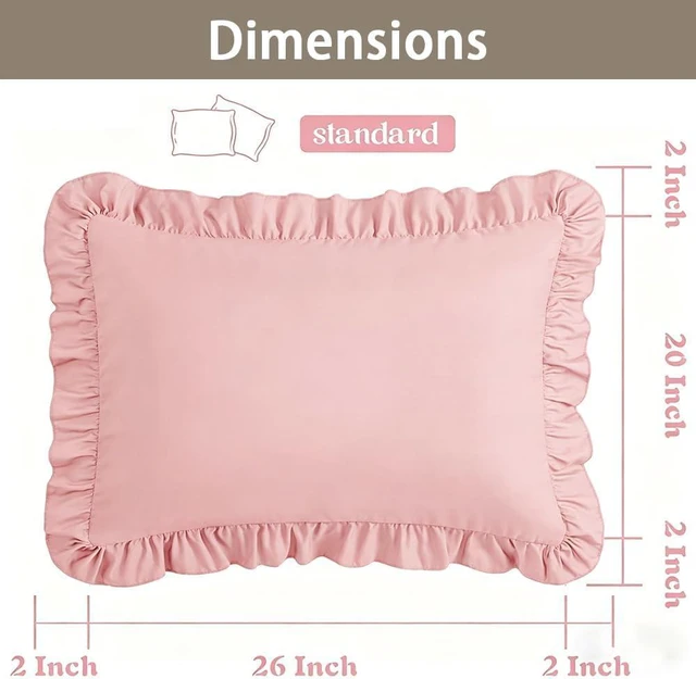 Alt view image 2 of 7 - Ruffle Pillow Case Standard Size Set of 2, Pink, 20"x26"