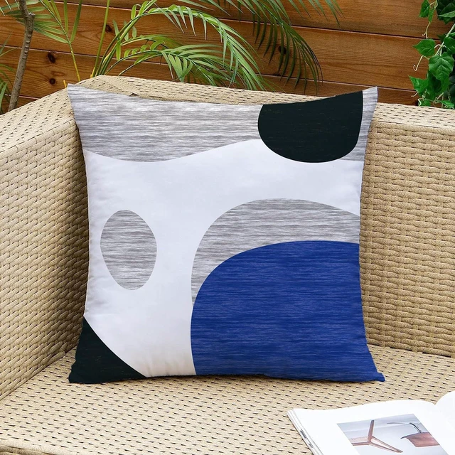 Alt view image 7 of 7 - 4 Pack Boho Abstract Blue Throw Pillow Covers 18x18 Inch