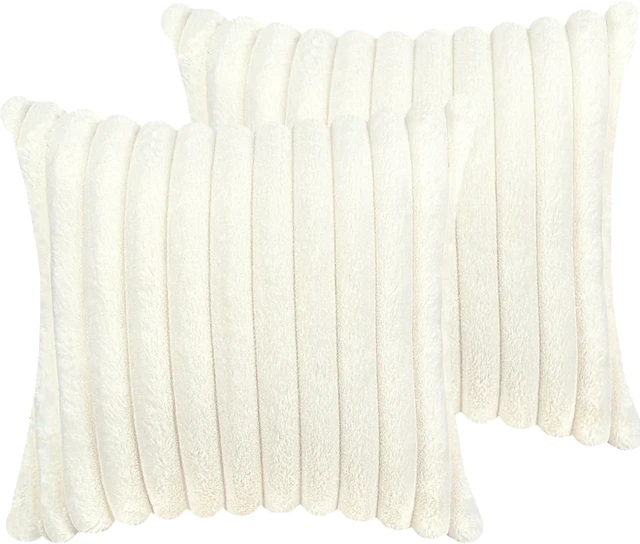 Main image of 18x18 Decorative Faux Fur Throw Pillow Covers Set of 2- Cream White