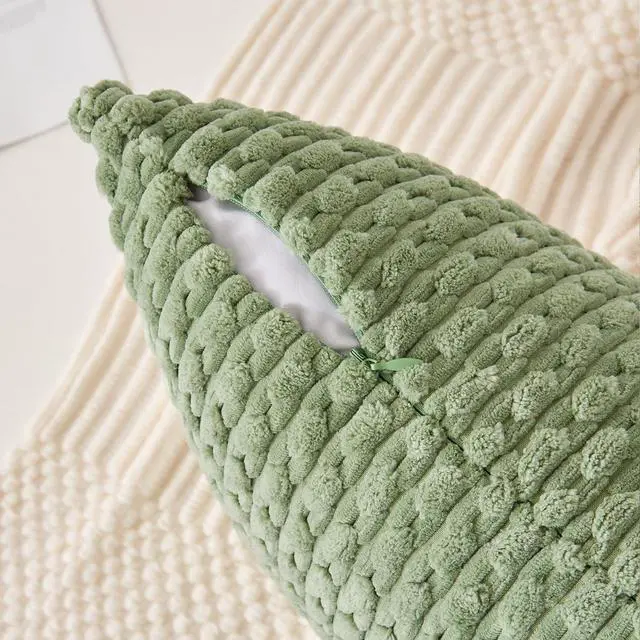 Alt view image 4 of 7 - Kevin Textile Soft Corduroy 18x18 Inch Pillow Covers 2 Pack, Sage Green