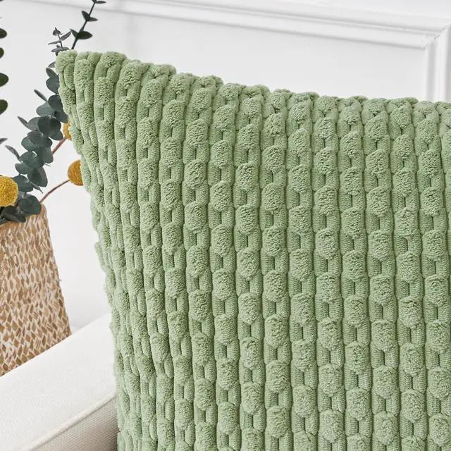 Alt view image 2 of 7 - Kevin Textile Soft Corduroy 18x18 Inch Pillow Covers 2 Pack, Sage Green
