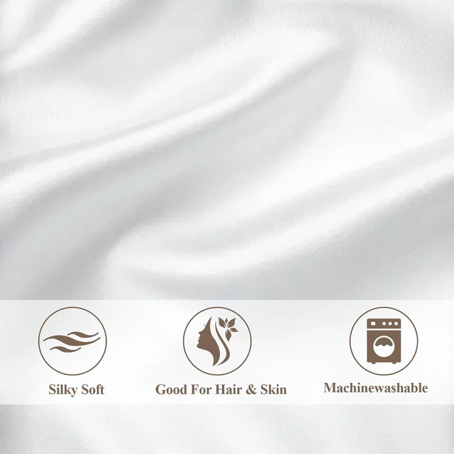Alt view image 6 of 7 - King Satin Pillowcase for Hair 2pc,Similar to Silk Pillow Cases,Easier Care Than Silk Pillowcase Gifts for Women Men,White,20x36 & Envelope Closure and 2 Satin Scrunchies