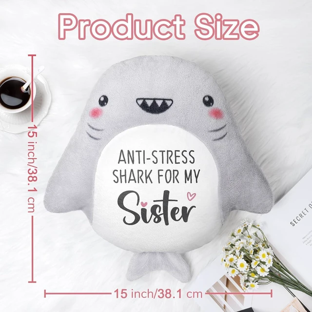 Alt view image 3 of 7 - Sister Birthday Gifts - Shark Plush Throw Pillow