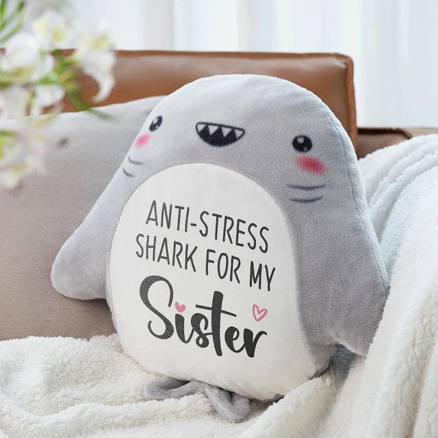 Alt view image 7 of 7 - Sister Birthday Gifts - Shark Plush Throw Pillow