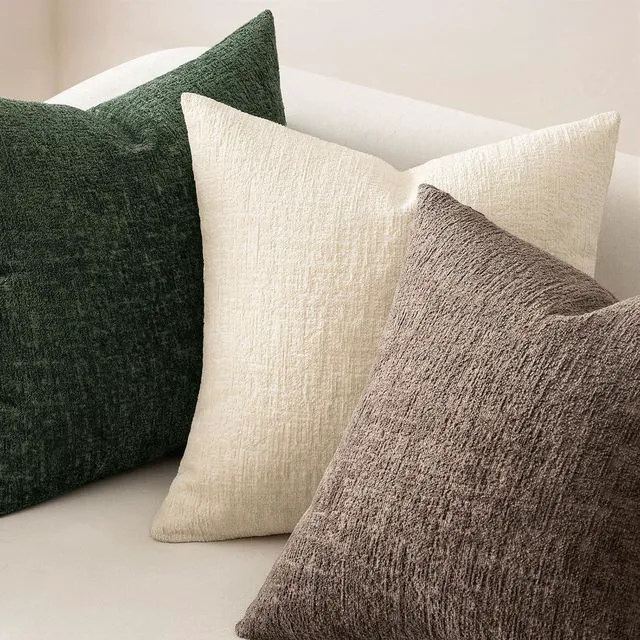 Alt view image 4 of 7 - Couch Pillow Covers Textured Chenille Home Decor 18x18 Beige