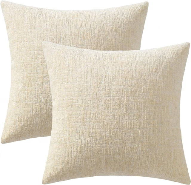 Alt view image 7 of 7 - Couch Pillow Covers Textured Chenille Home Decor 18x18 Beige