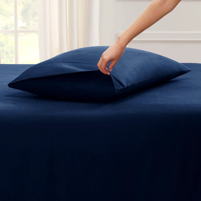 Alt view image 2 of 7 - Pillow Cases Standard Size - Soft Pillow Cases Queen - Standard Pillow Cases Set of 2 - Queen Pillow Cases Set of 2 - Queen Pillowcases Standard Size - Navy Blue