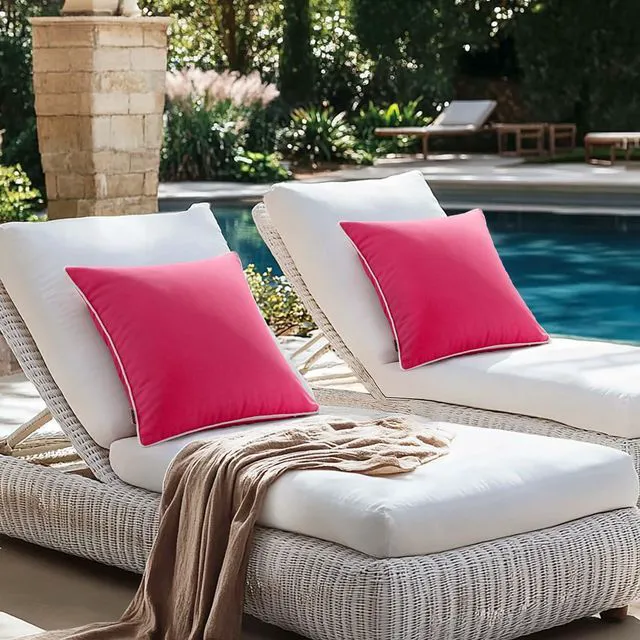 Alt view image 5 of 6 - Outdoor Waterproof Pillow Covers 18x18 Hot Pink Pack of 2
