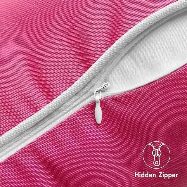 Alt view image 6 of 6 - Outdoor Waterproof Pillow Covers 18x18 Hot Pink Pack of 2