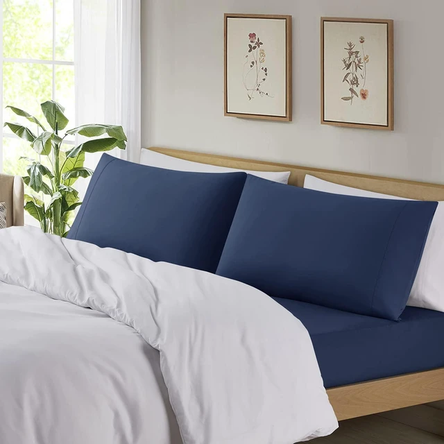 Alt view image 3 of 7 - Pillow Cases Standard Size - Soft Pillow Cases Queen - Standard Pillow Cases Set of 2 - Queen Pillow Cases Set of 2 - Queen Pillowcases Standard Size - Navy Blue